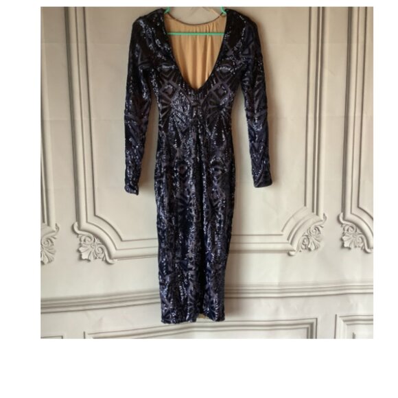 **Dress The Population** Emery Sequin Bodycon Midi Cocktail Dress XS NWT - Picture 4 of 7